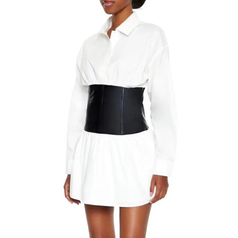 Forever 21 White and Black Mini Corset Dress